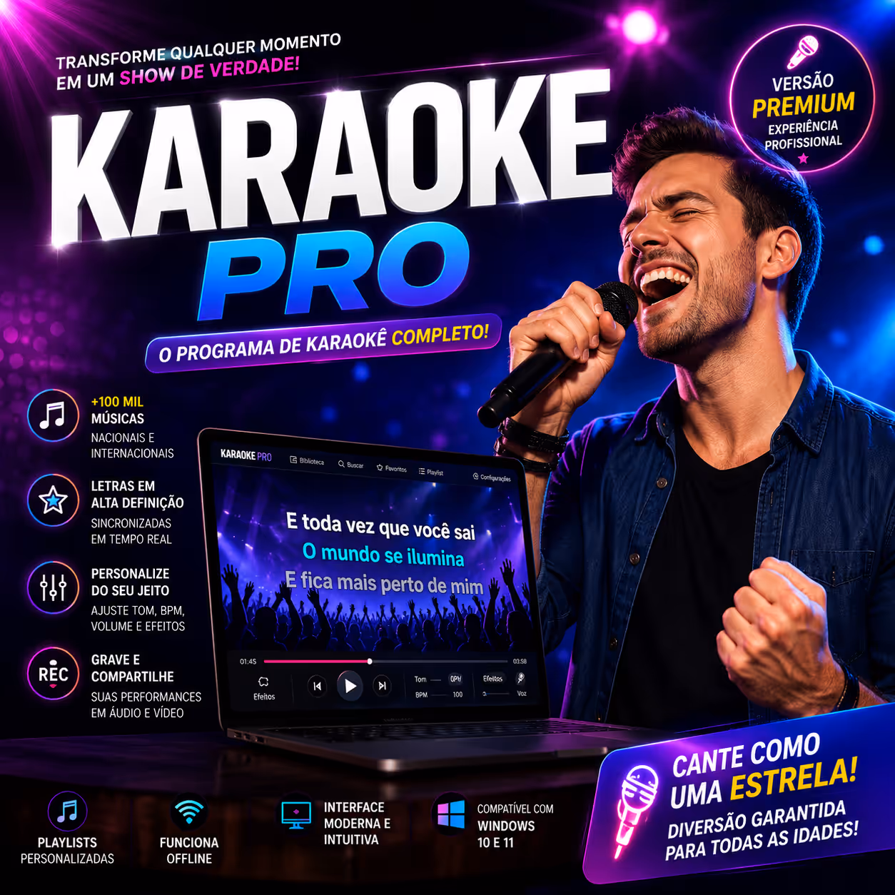 Karaokê PROFISSIONAL com 26 Mil Músicas