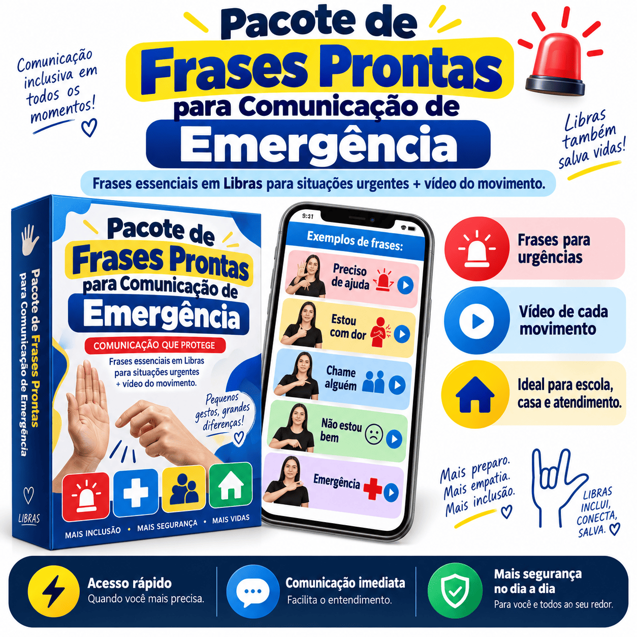 🚨 ADICIONE: Frases de Emergência Libras
