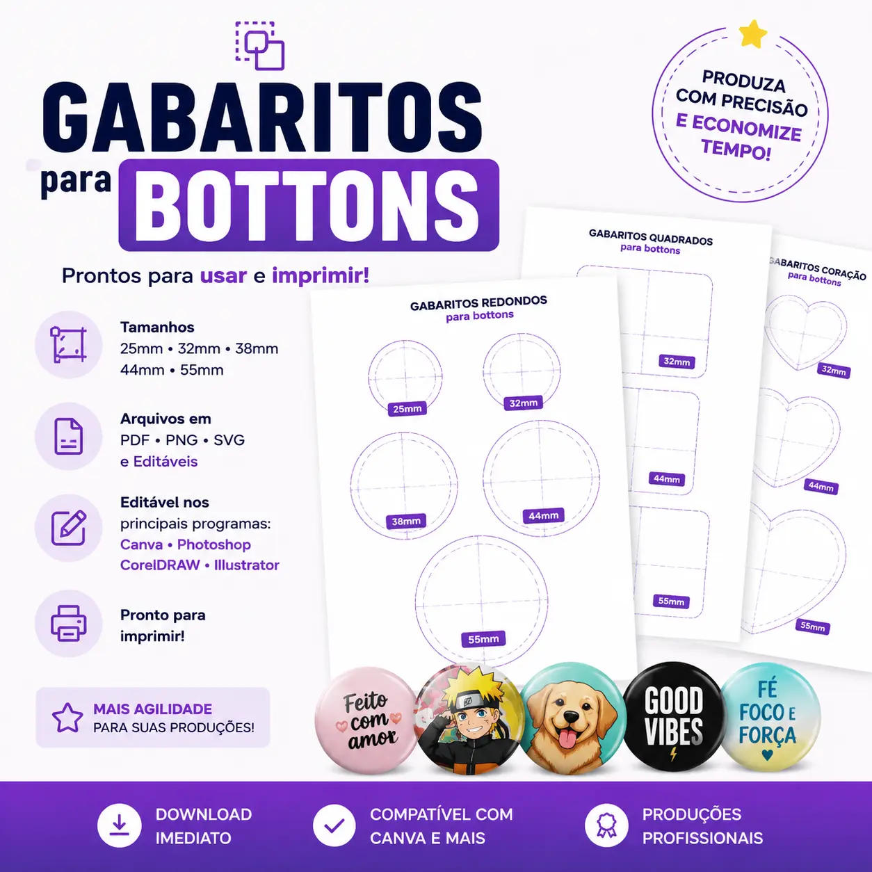 Gabaritos Profissionais para Bottons