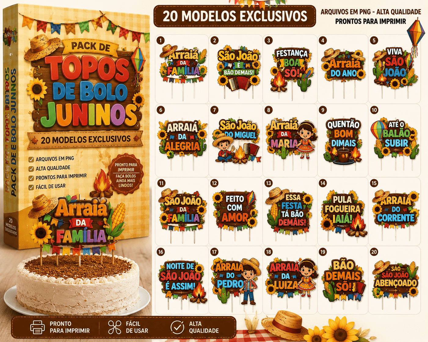 Pack de Topos de Bolo Juninos