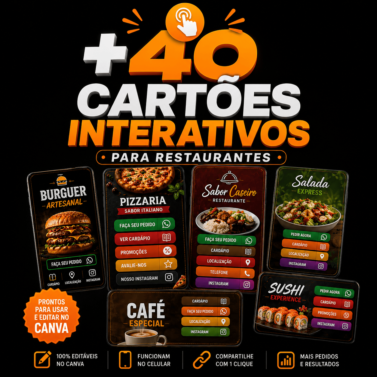 +40 Cartões Interativos para Restaurante