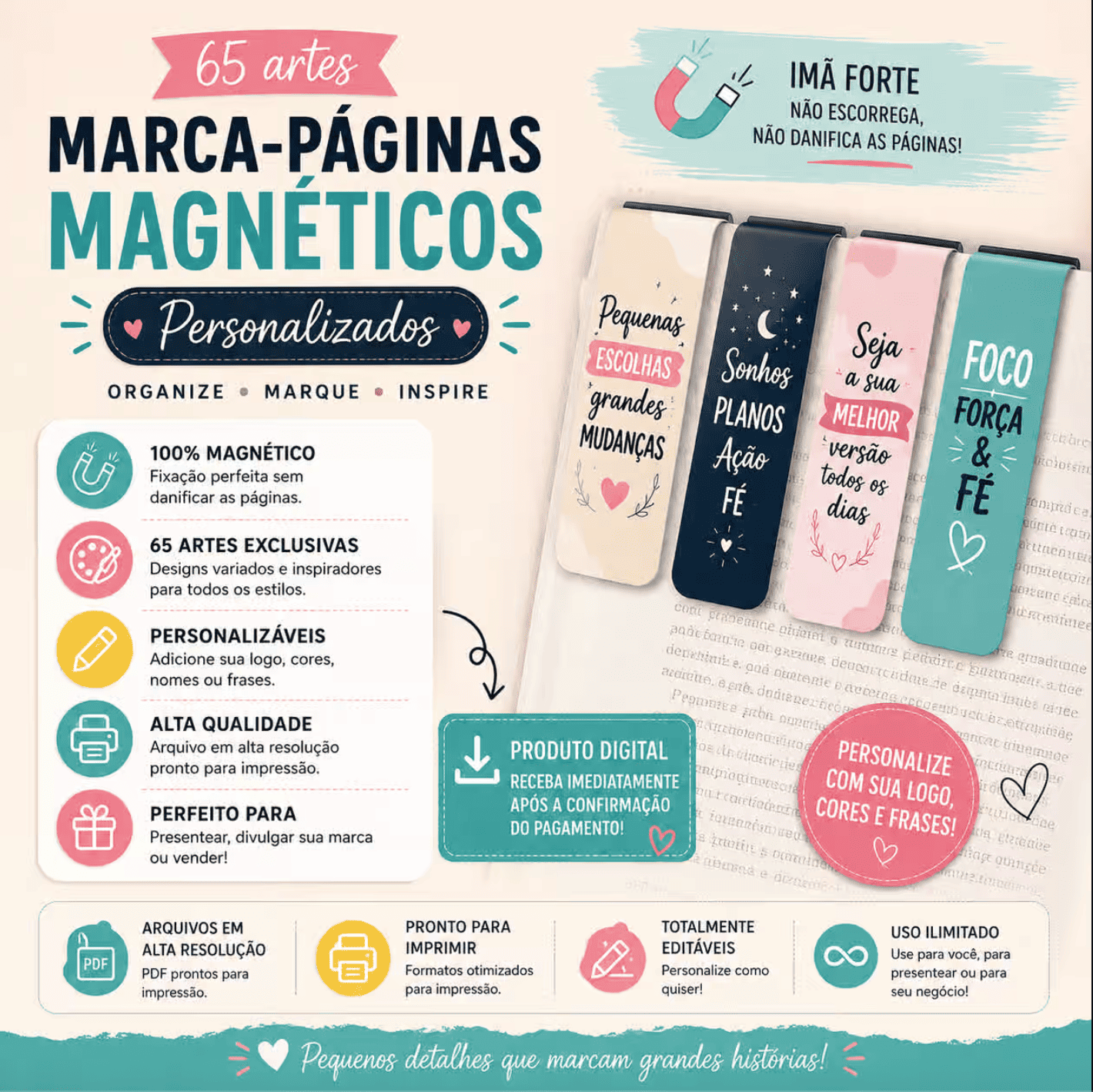 65 artes Marca-Páginas Magnéticos Pers..