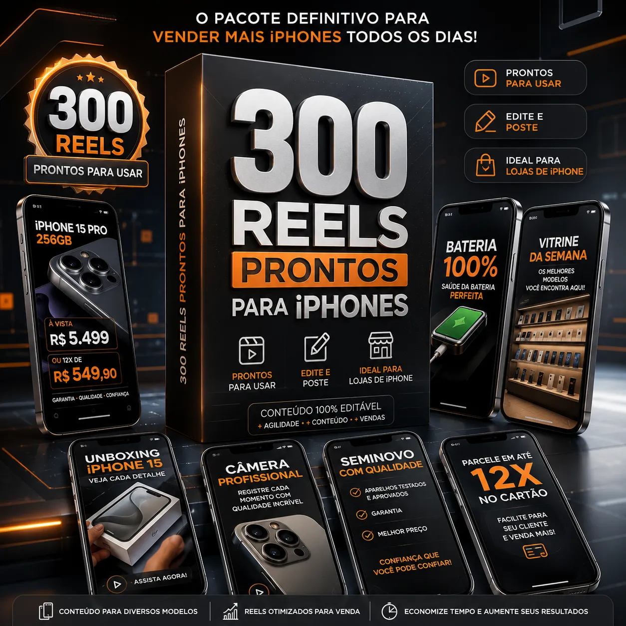 300 Reels Prontos Iphone 🍎