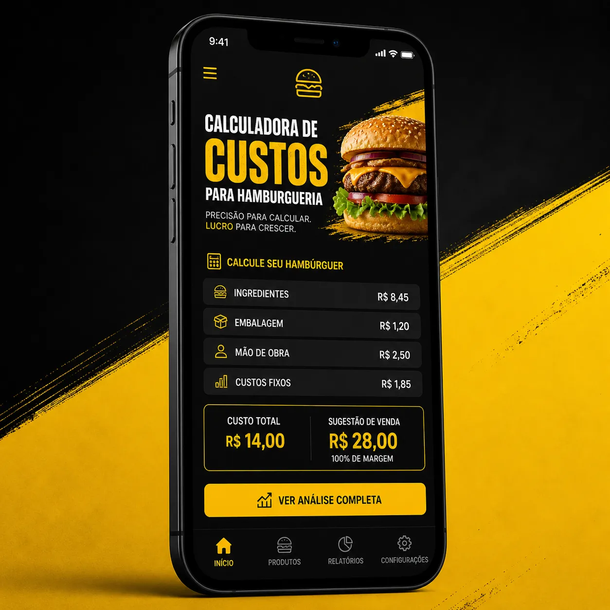 Calculadora de custos Hamburgueria 💸🍔