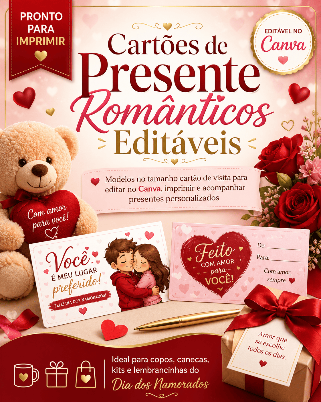 +100 Cartões Românticos para Imprimir