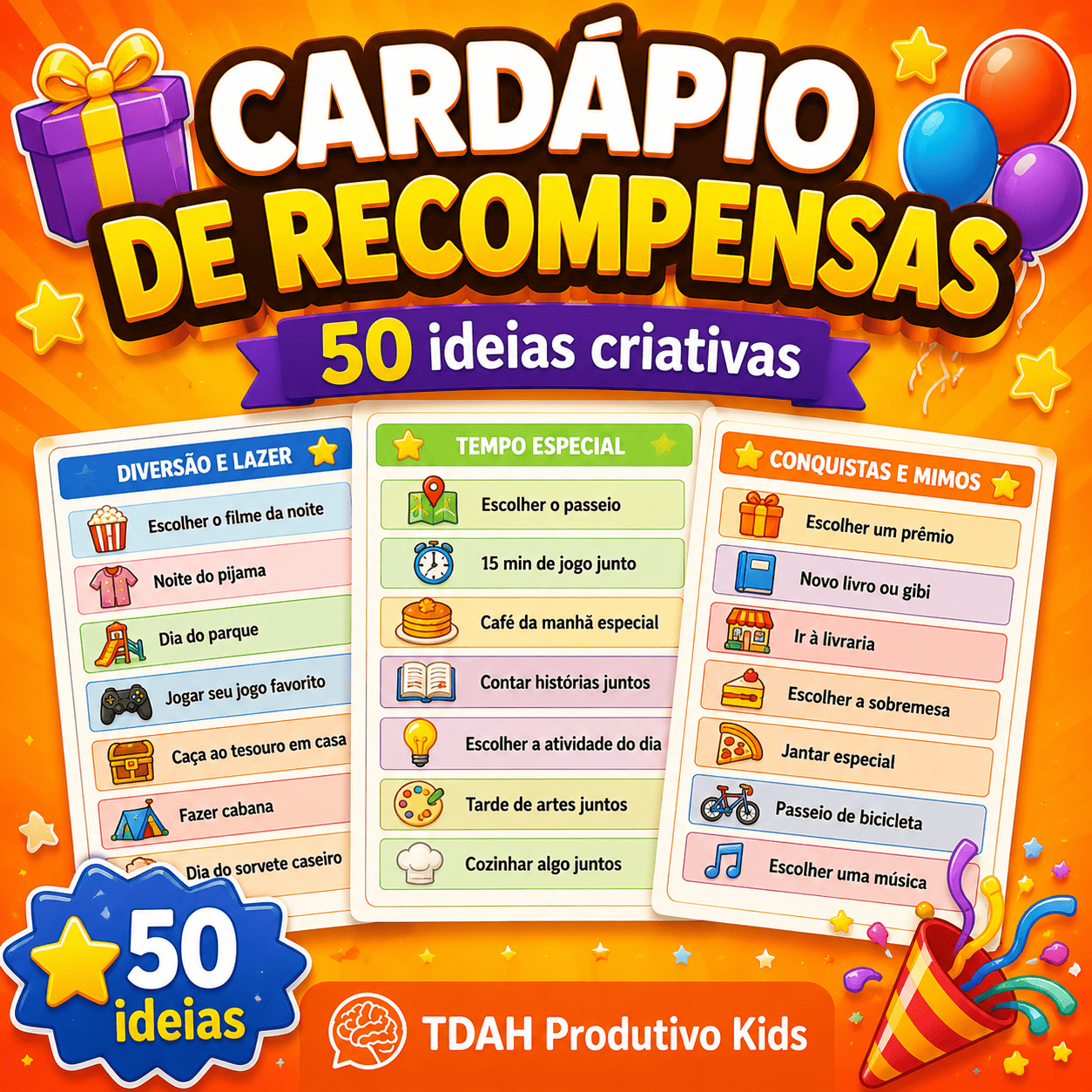 Cardápio de Recompensas Kids