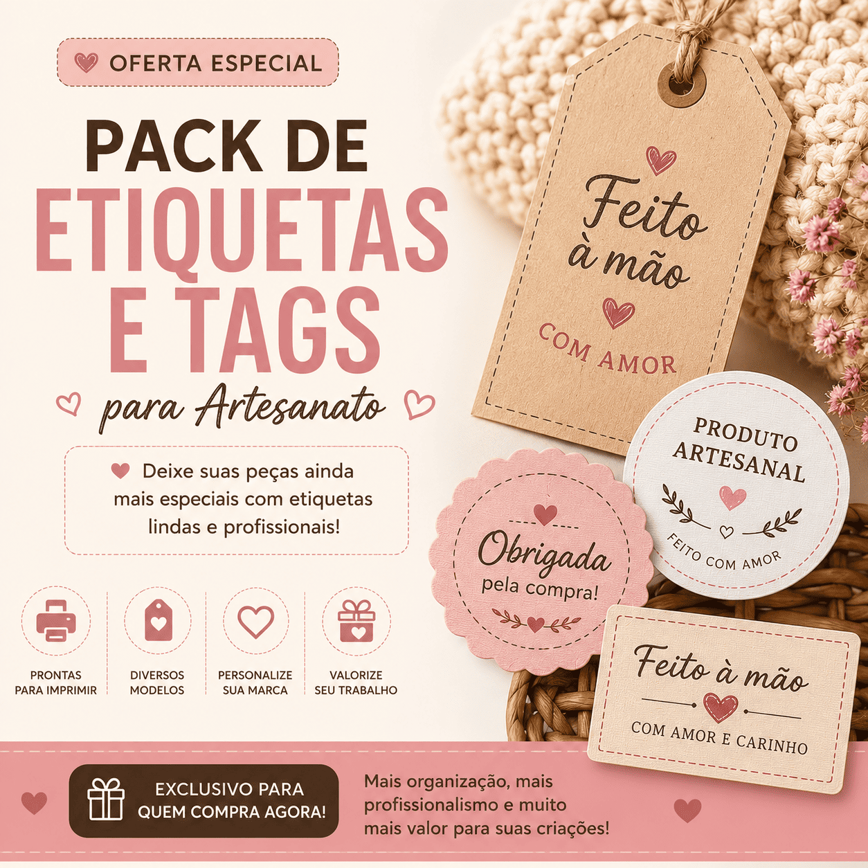 Pack Etiquetas e Tags para Artesanato 🏷
