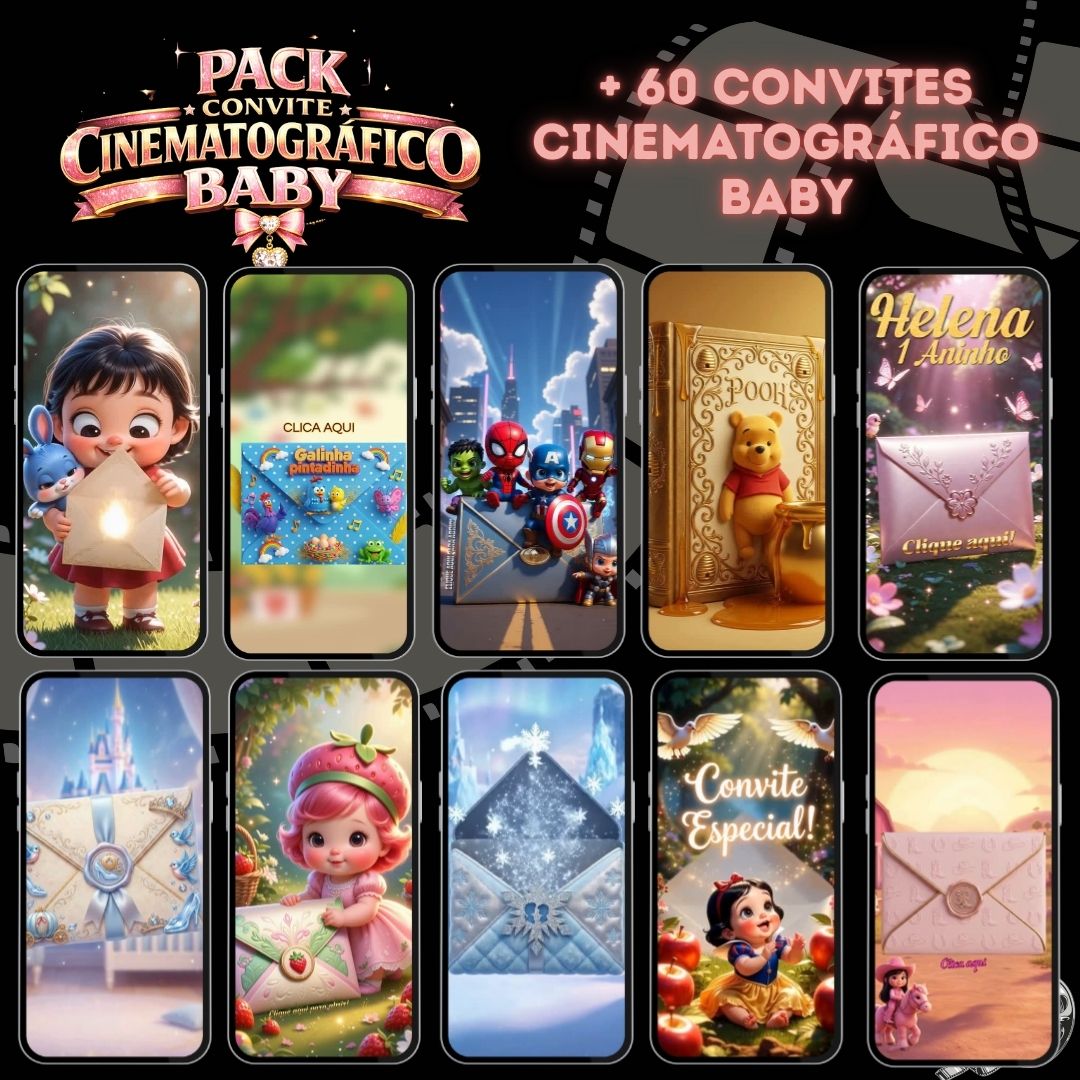 Pack Baby Premium +60 Convites Prontos