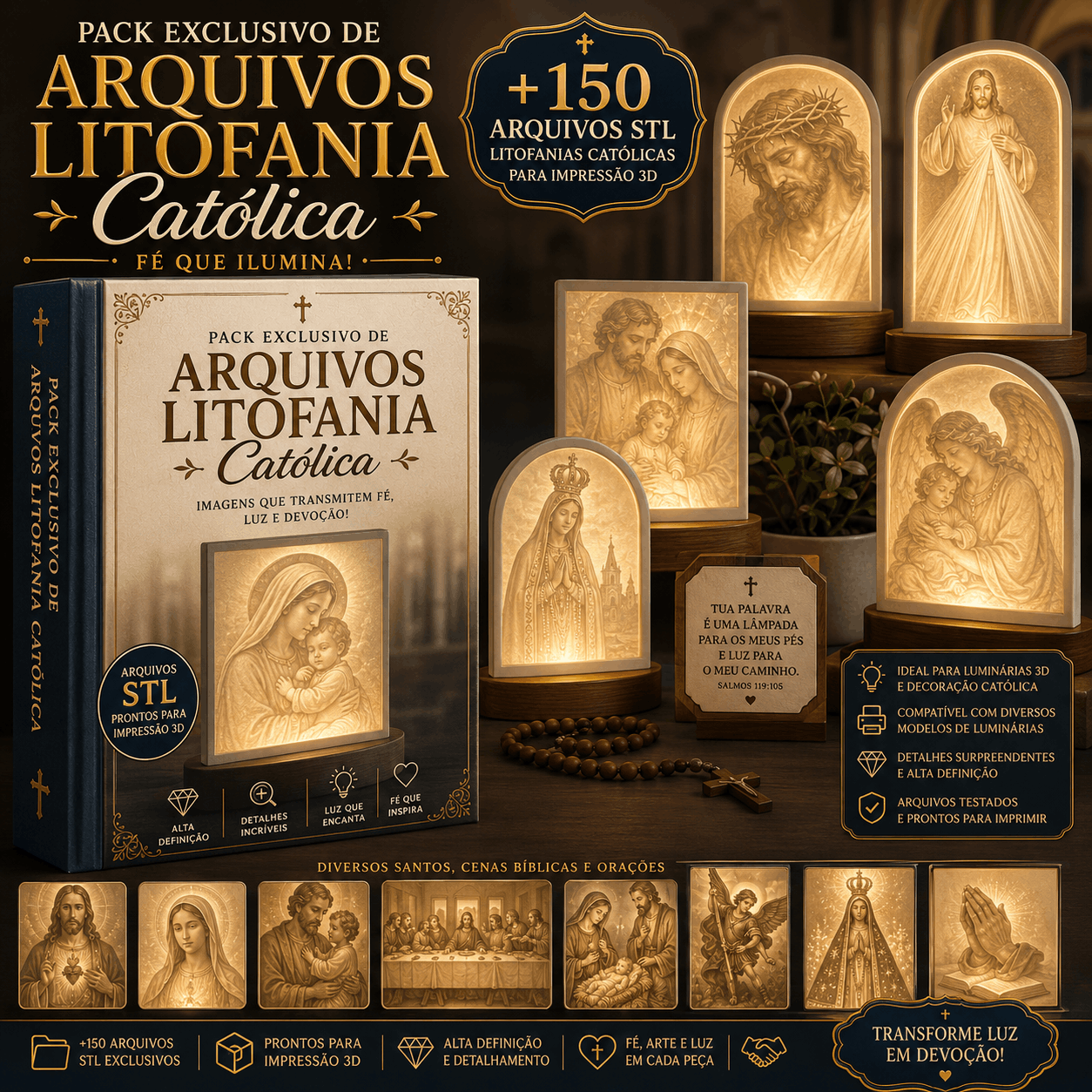 Pack de Arquivos Litofania Católica