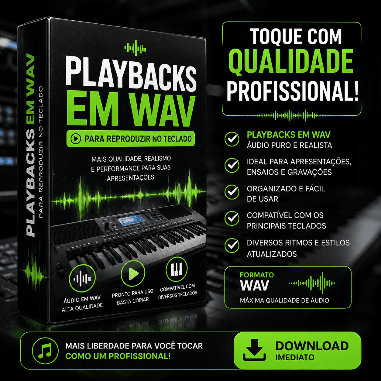 Playbacks em Wav reproduzir no Teclado