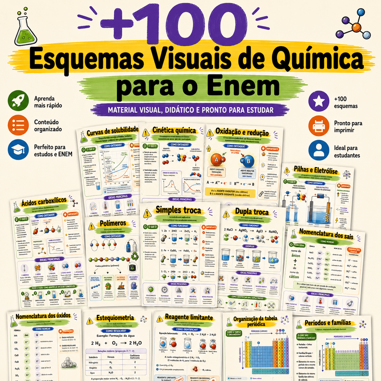 100 Esquemas Visuais de Química Enem