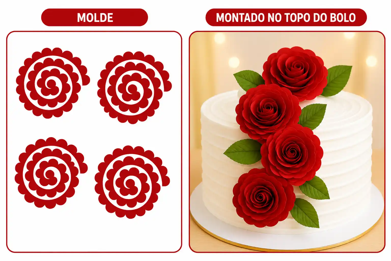 +100 Moldes Extras Flores Topos de Bolo