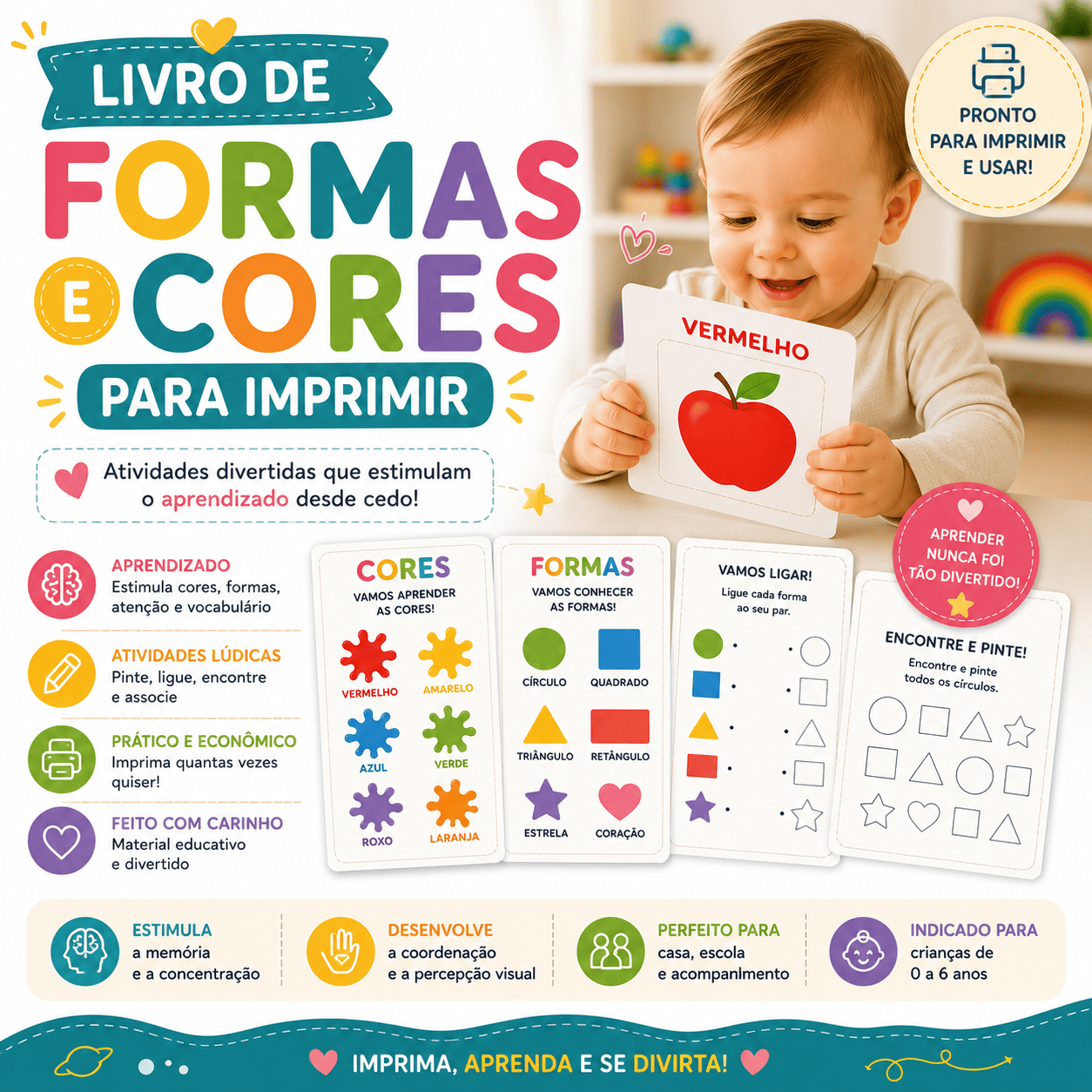 Livro de Formas e Cores para Imprimir