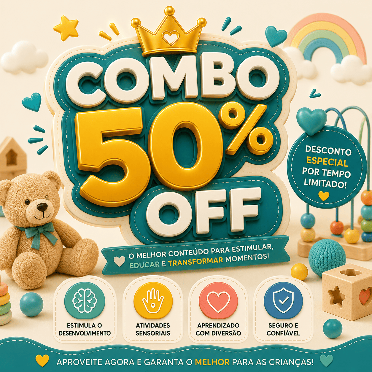 TUDO ACIMA COM 50% OFF + BÔNUS MISTERISO