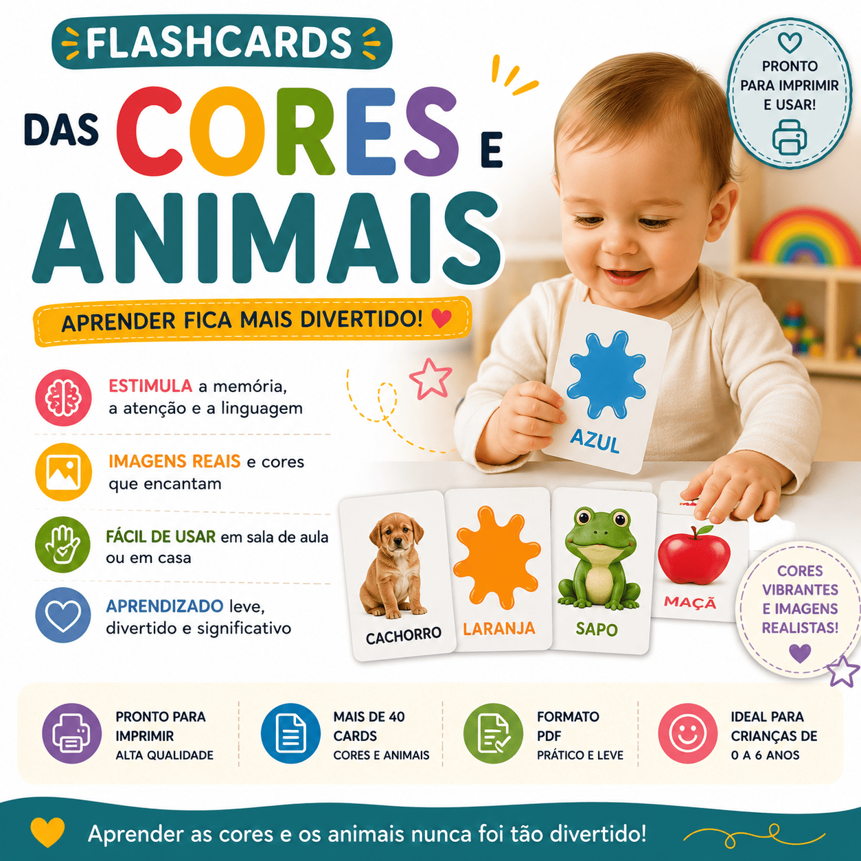Flashcards das Cores e Animais