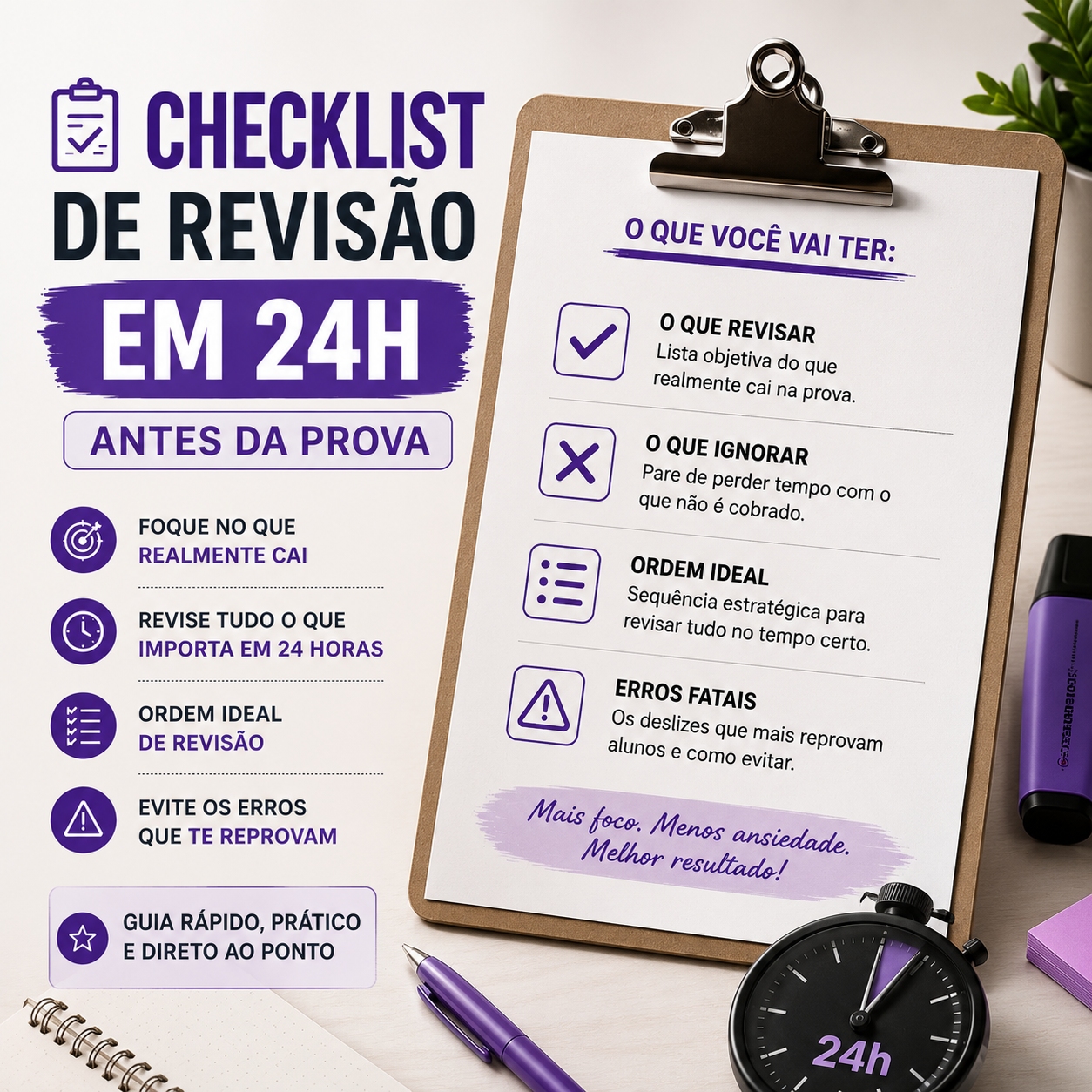 Checklist Revisão 24h Antes da Prova