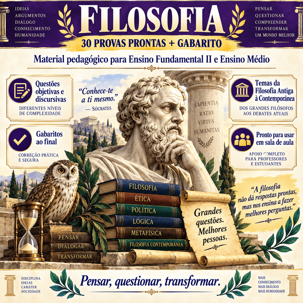 30 Provas prontas+gabarito filosofia