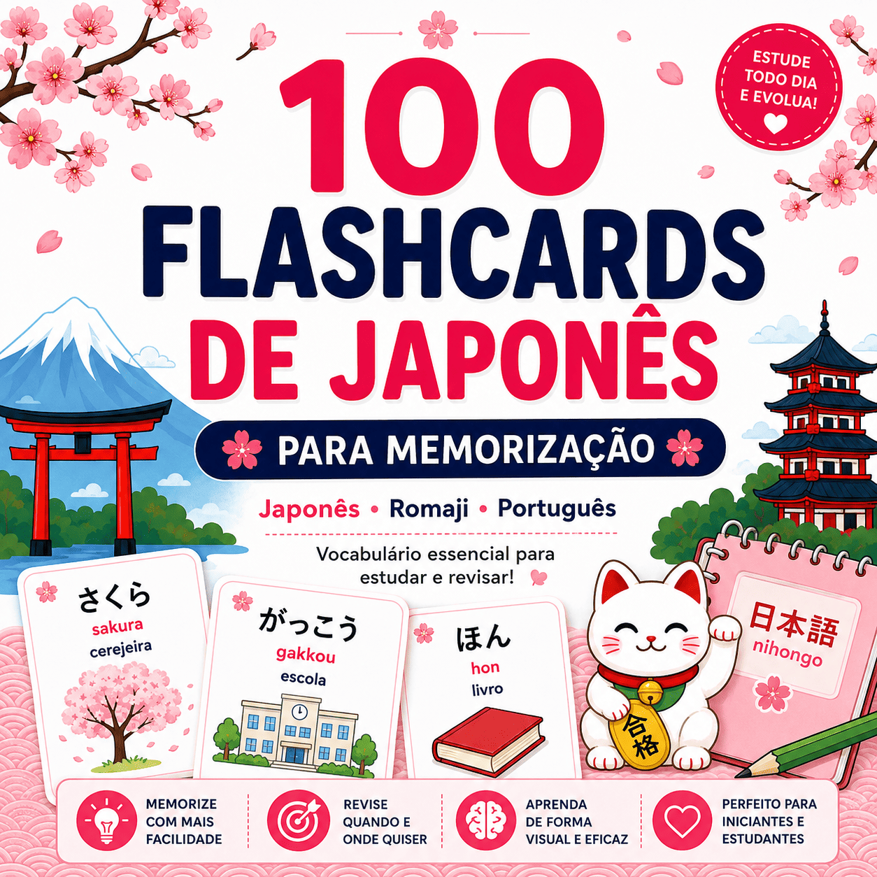 100 FLASHCARDS DE JAPONÊS MEMÓRIA