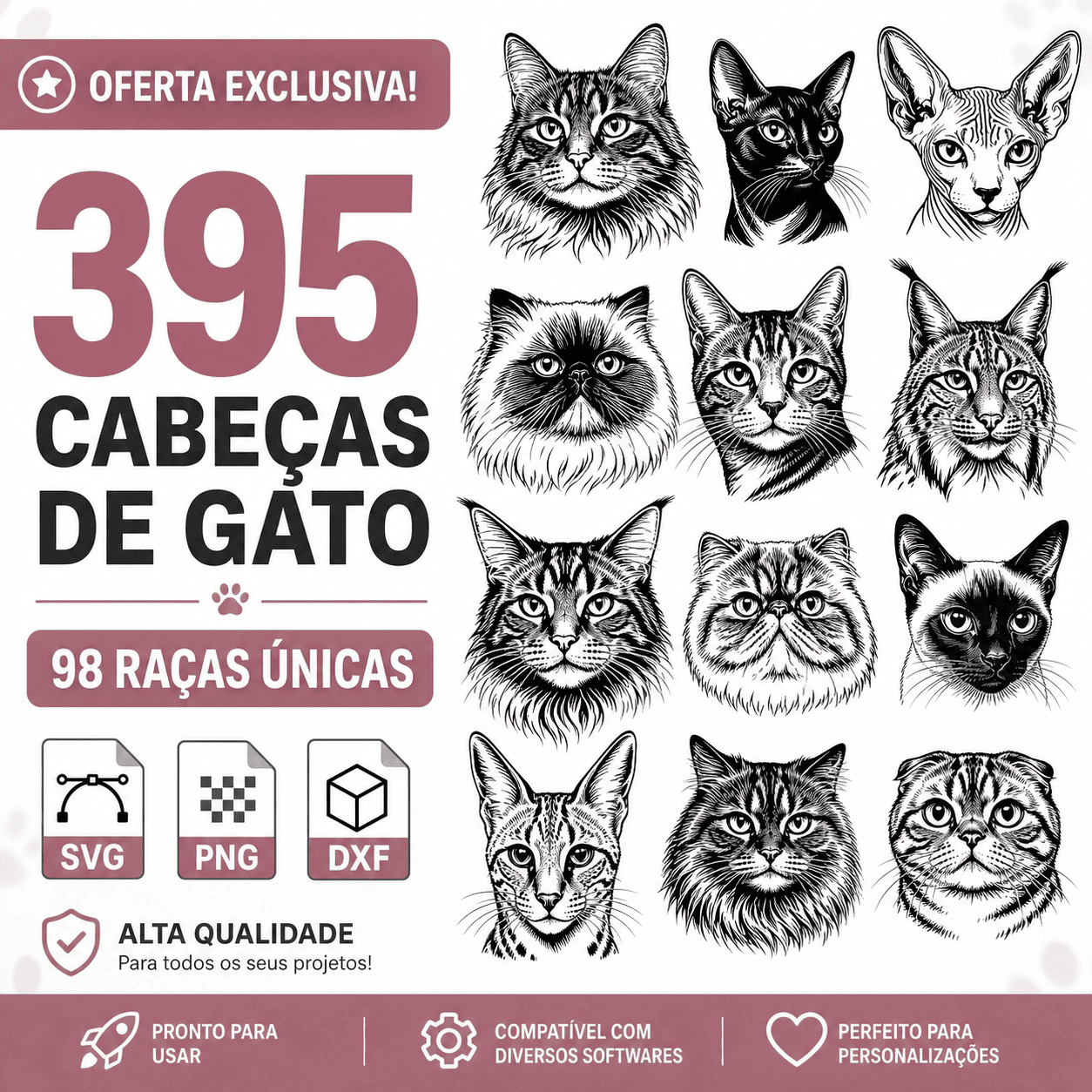 395 Cabeças de Gatos de 98 Raças