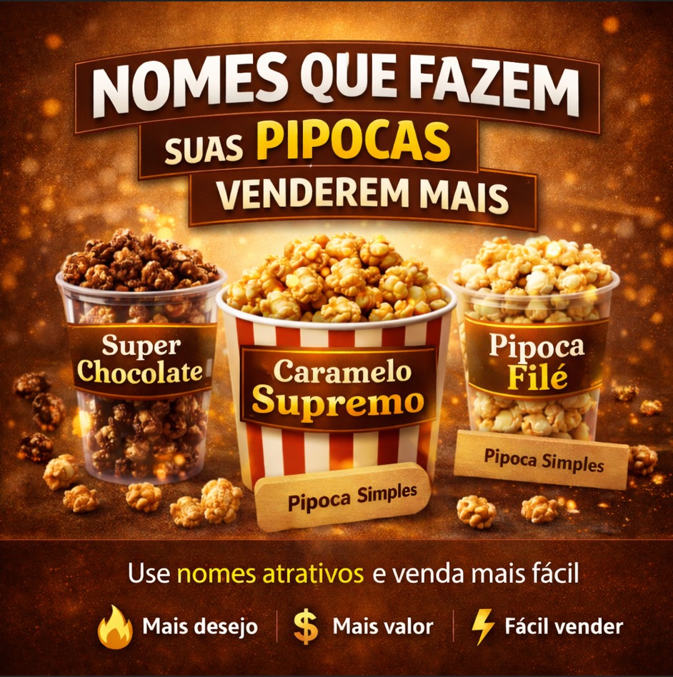 🍀 NOMES QUE FAZEM SUAS PIPOCAS VENDEREM
