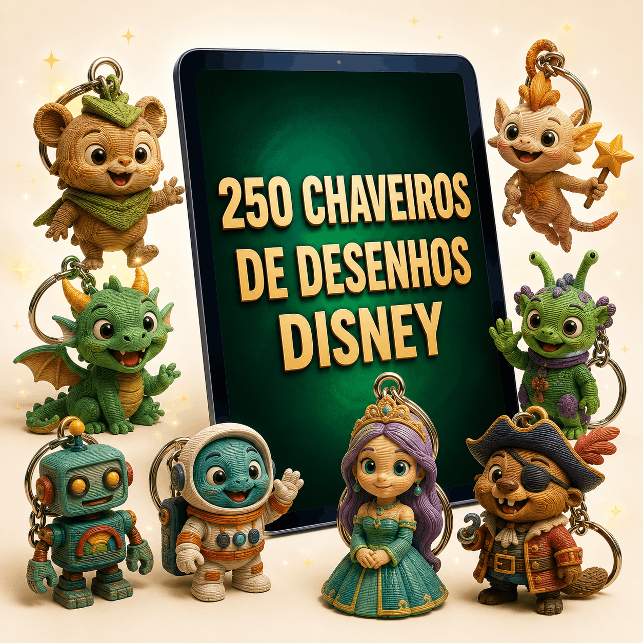 250 Chaveiros de Desenhos Disney