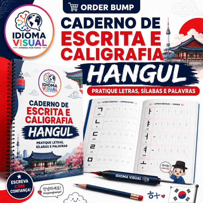 CADERNO DE ESCRITA E CALIGRAFIA HANGUL