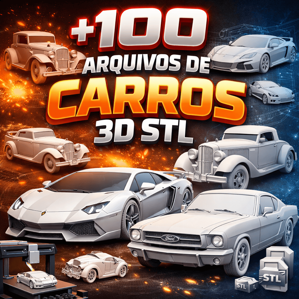 +100 ARQUIVOS STL DE CARROS FAMOSOS