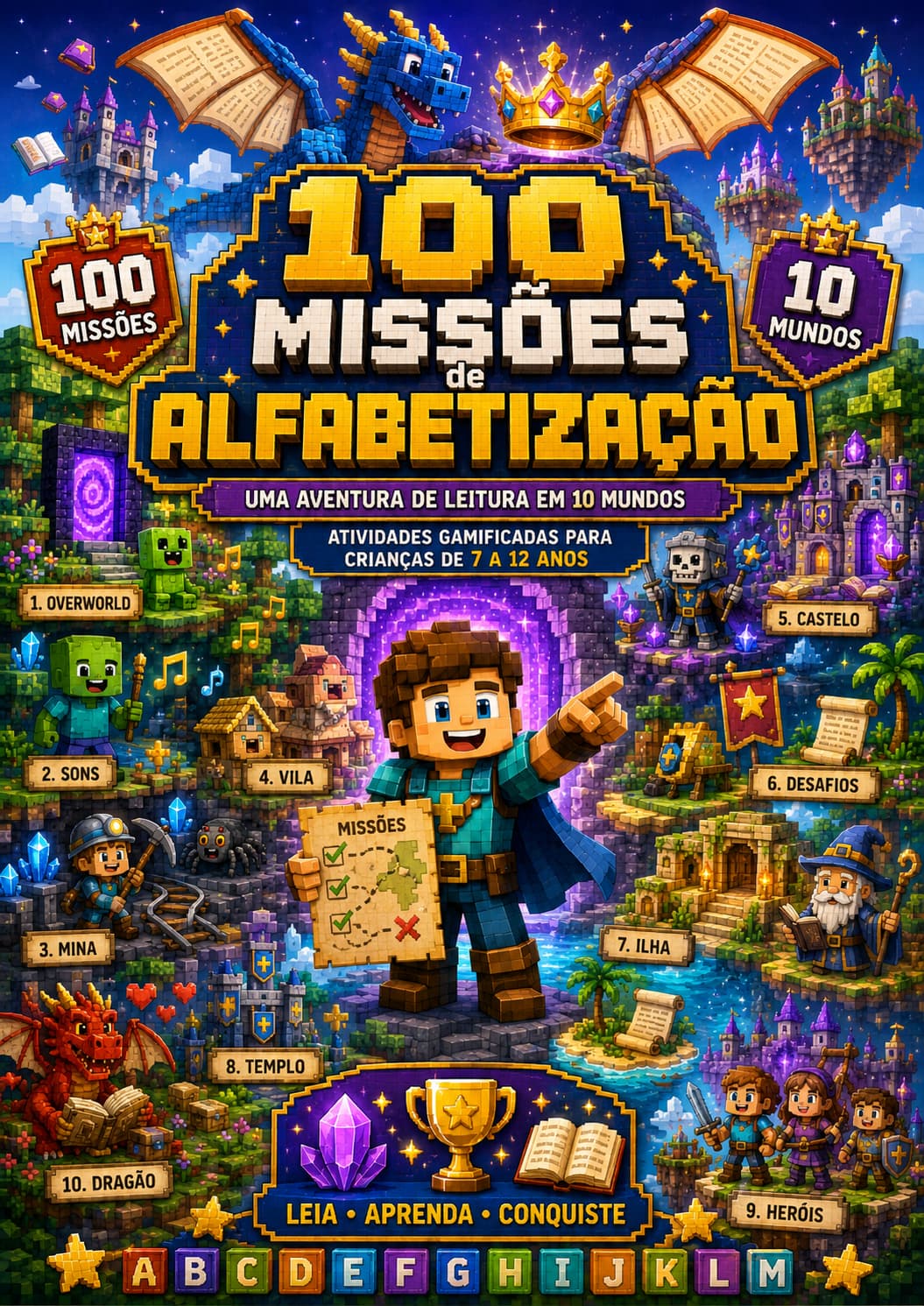 100 Missões de Alfabetização Minecraft
