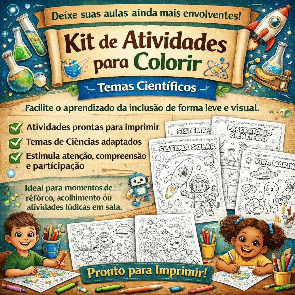 Kit 80+ Atividades para Colorir-Ciências