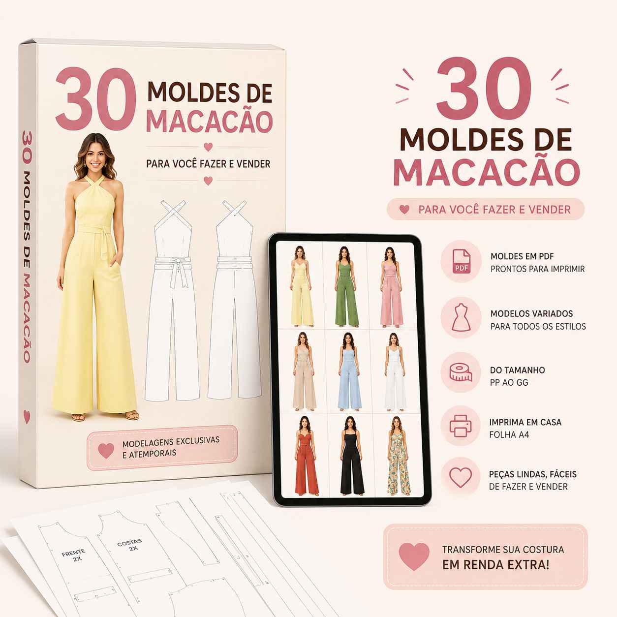 Acervo - 30 Moldes de Macacão 