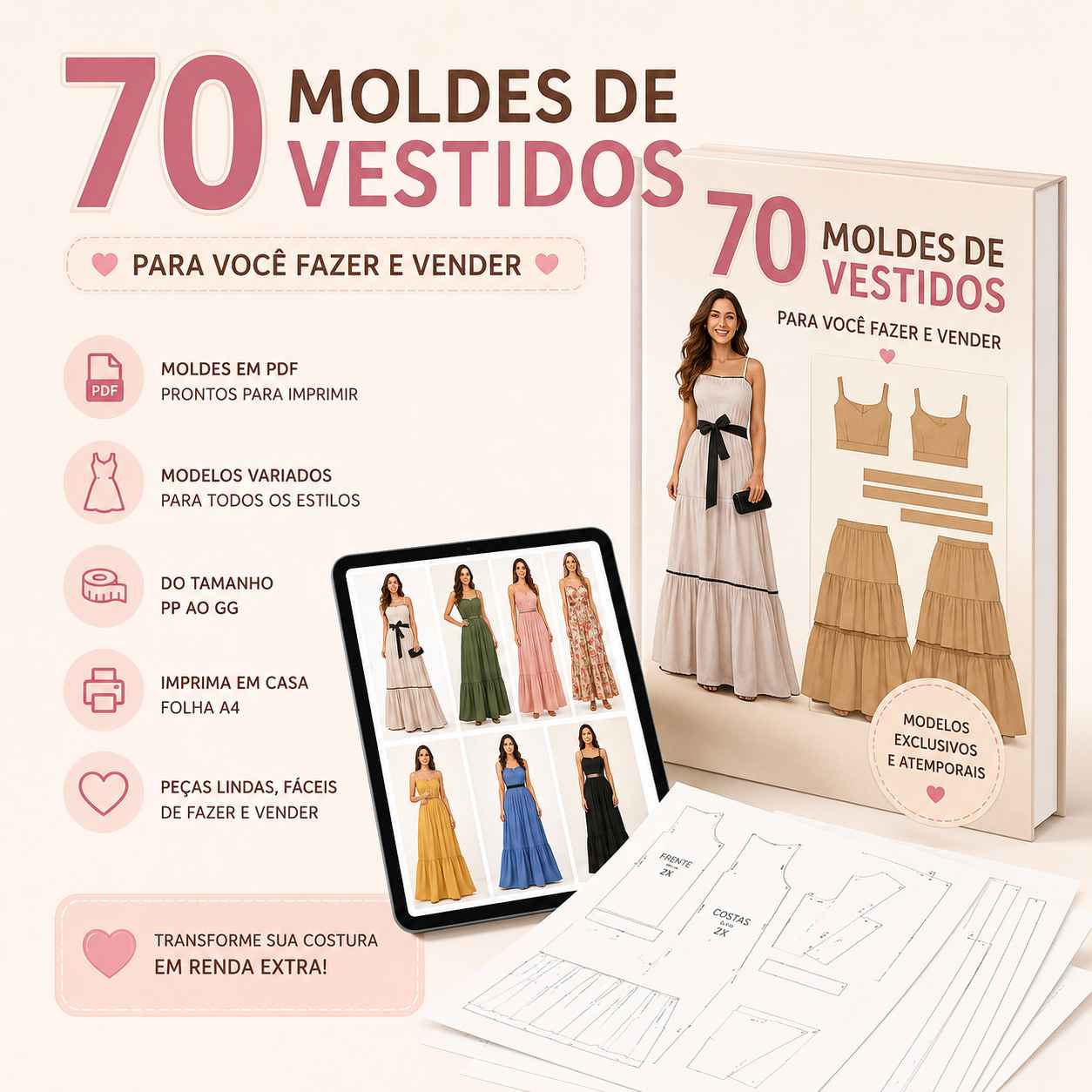 70 Moldes de Vestidos Tendência 2026
