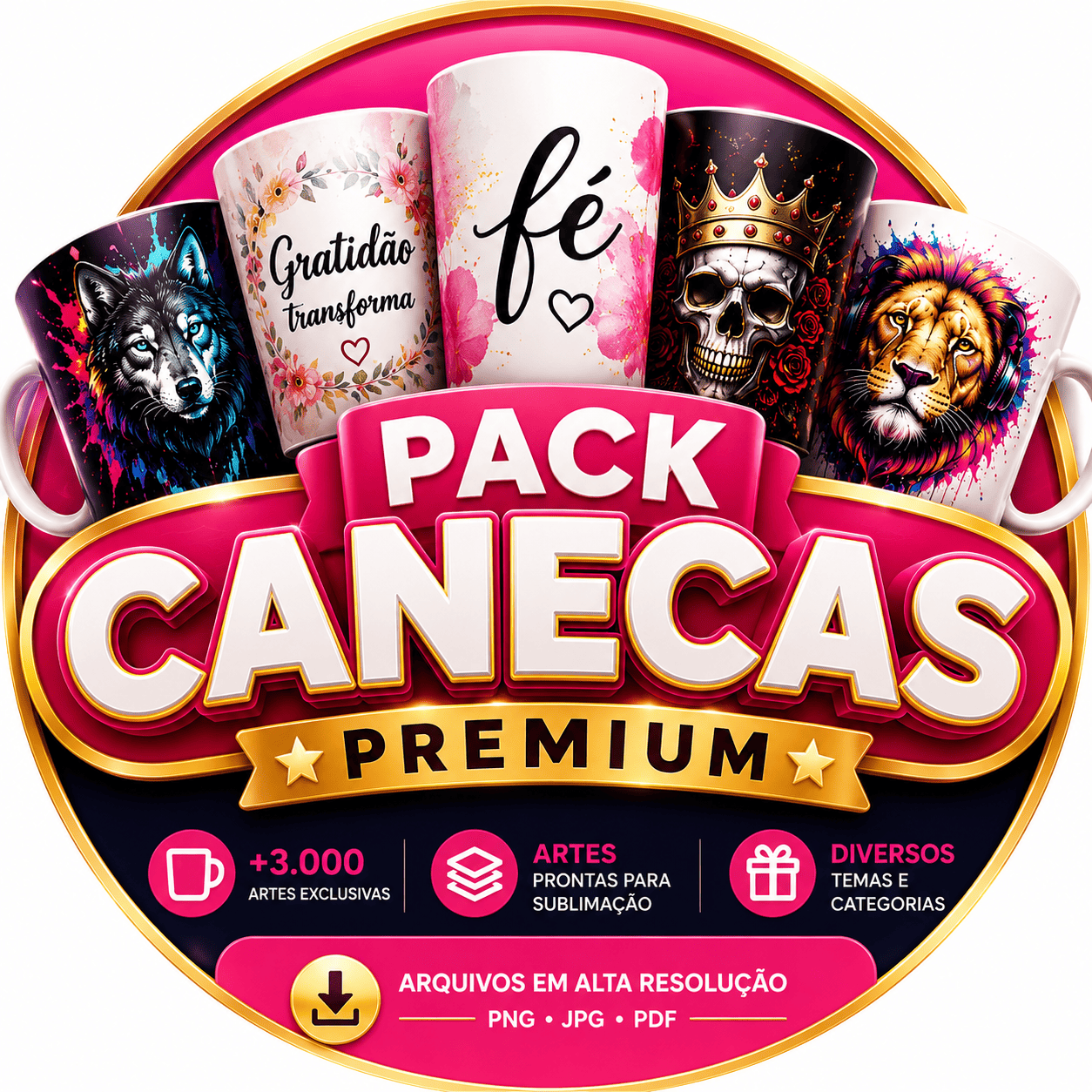  1.000 ARTES CANECA SUBLIMAÇÃO