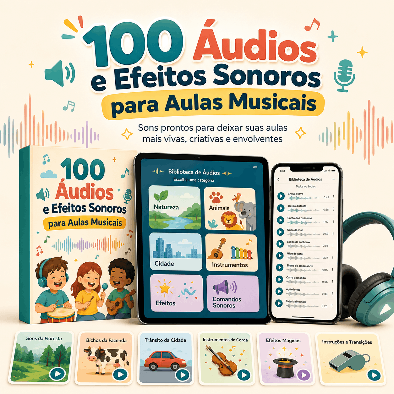 100 Áudios e Efeitos Sonoros para Aulas 
