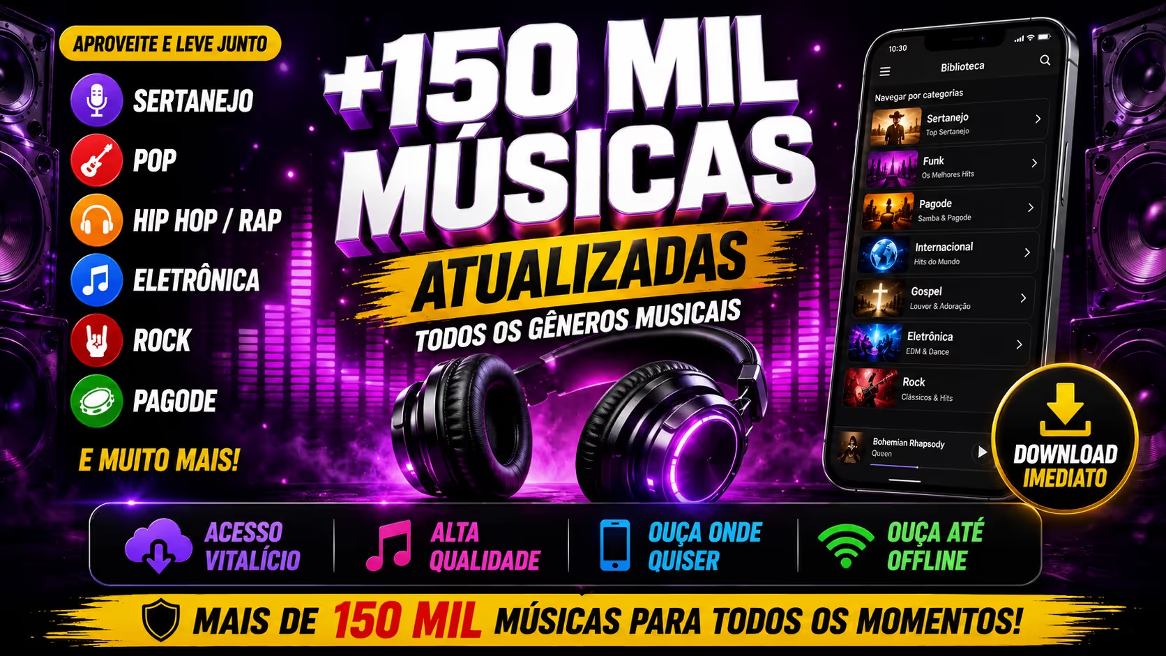 Pacote com +150 Mil Músicas Atualizadas - Todos os Gêneros