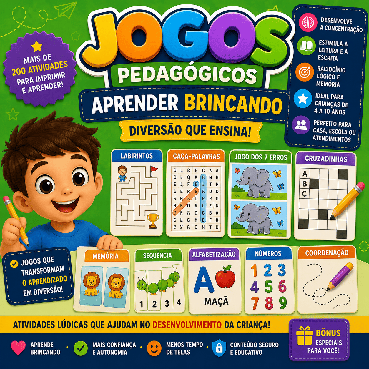 🎲 Kit de Jogos Educativos +10 