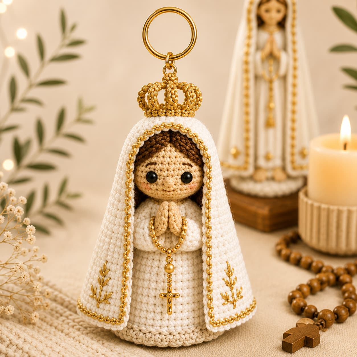 Mini chaveirinhos de Crochê Católico