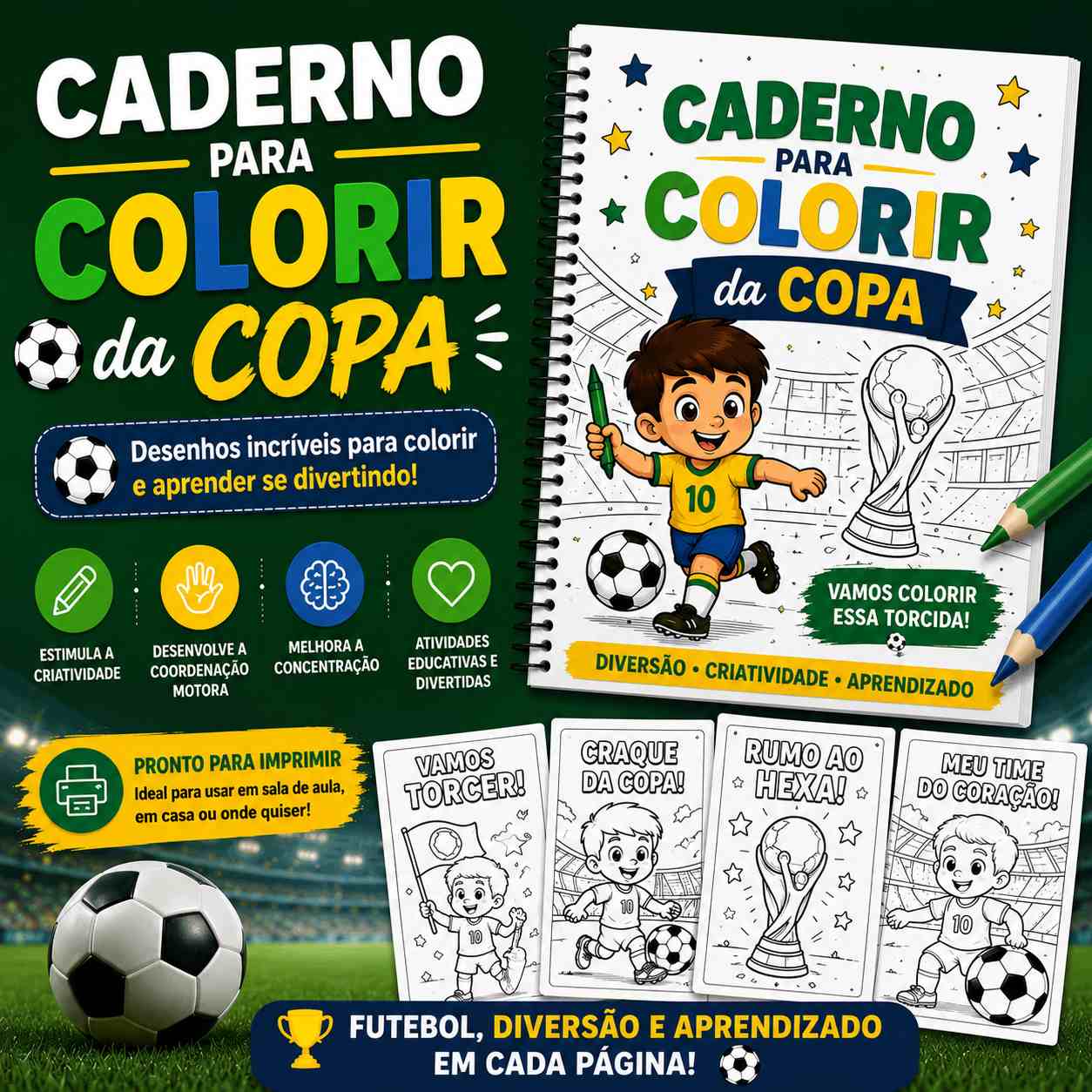 + Mais Atividades para Colorir da Copa