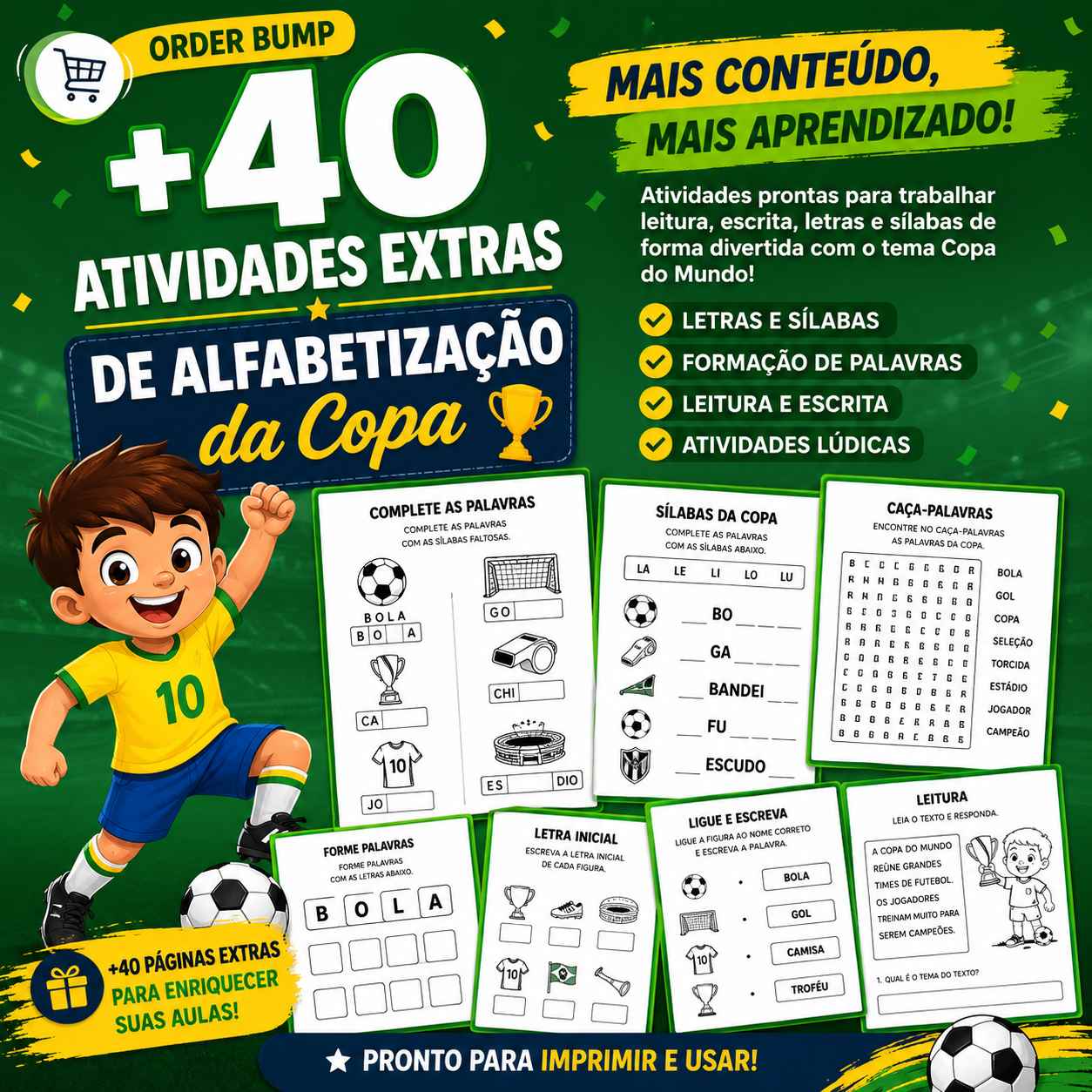 + Atividades de alfabetização da Copa