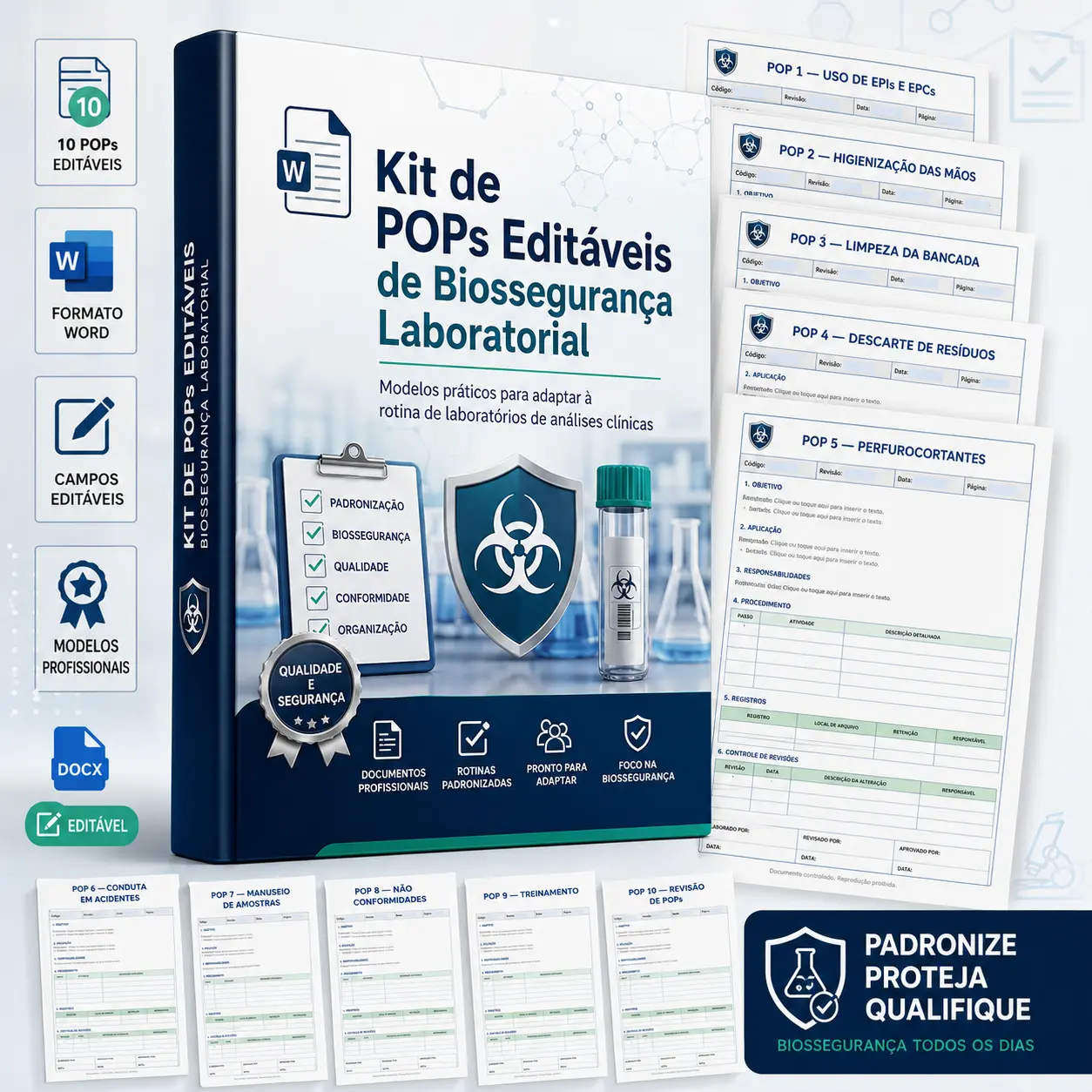 Kit com +10 POPS Editáveis Biossegurança