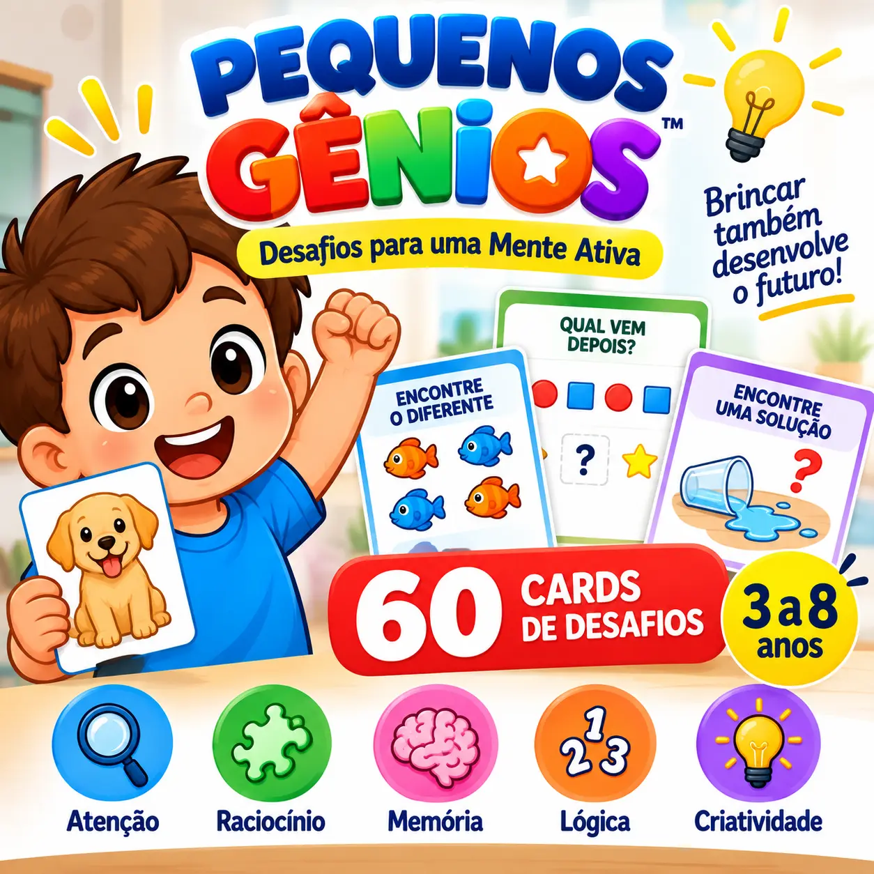 🧠 Pequenos Gênios™ 60 Cards de Desafios