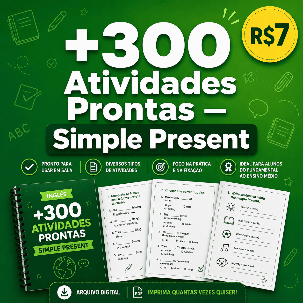 +300 Exercício de Simple Present