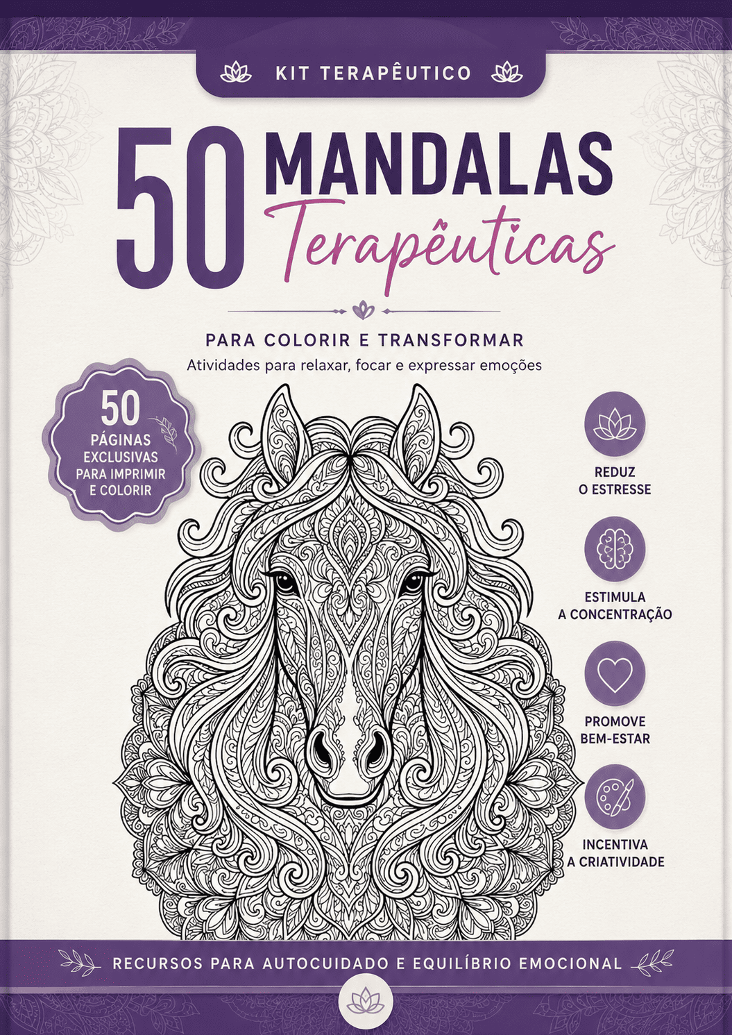 🧘‍50 Mandalas Terapêuticas para Colorir