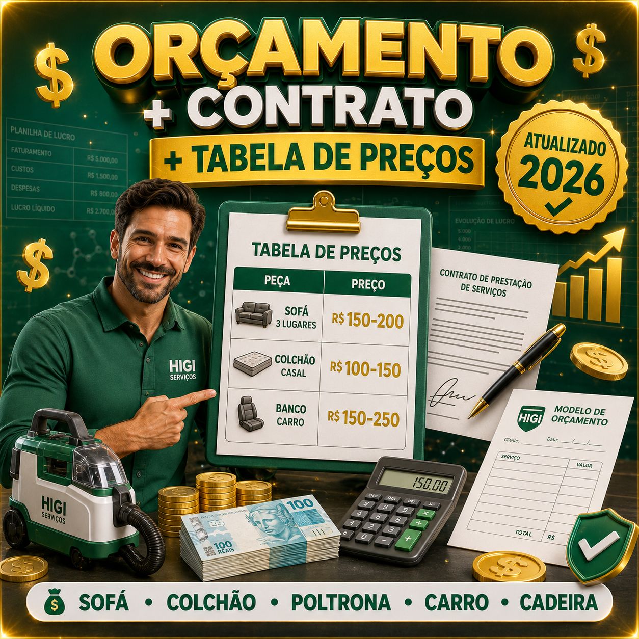 📋 Orçamento + Contrato + Tabela