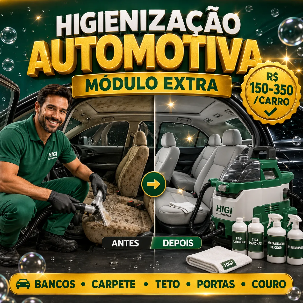 🚗 Módulo Extra: Higienização Automotiva