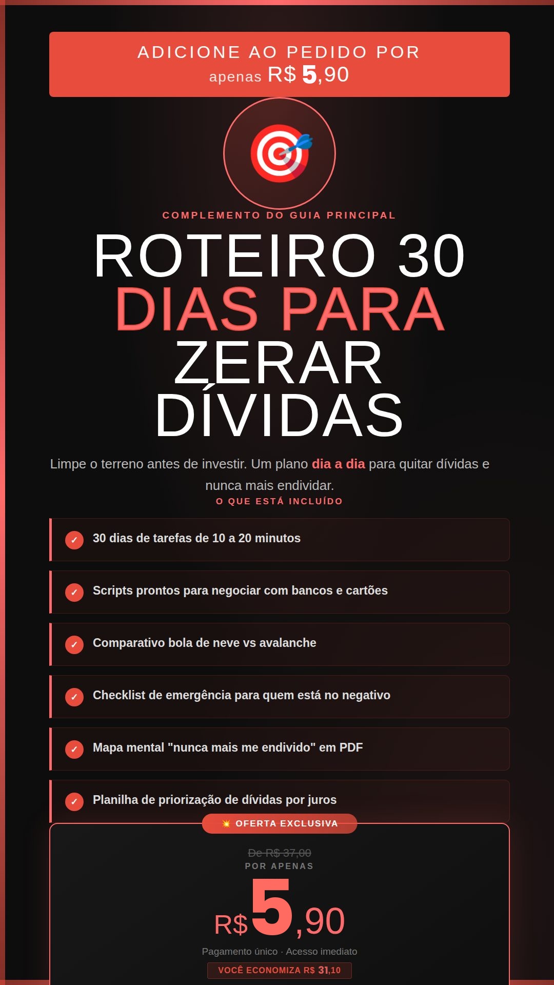 Roteiro de 30 dias para zerar as dívidas