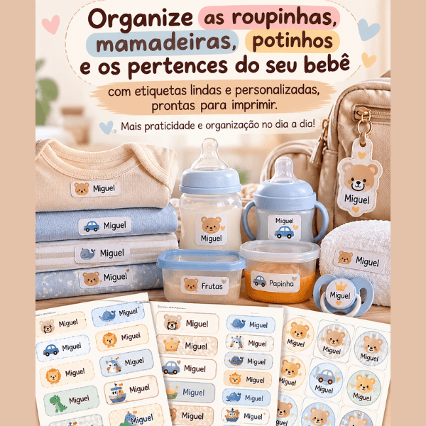 Kit de Etiquetas Personalizadas do Bebê