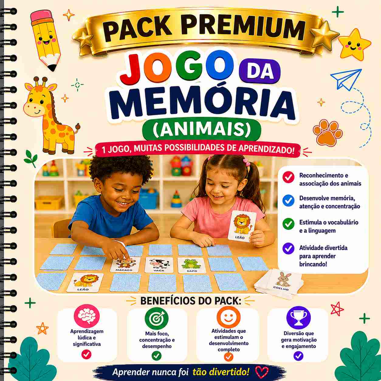 PACK PREMIUM Jogo da memória (animais)