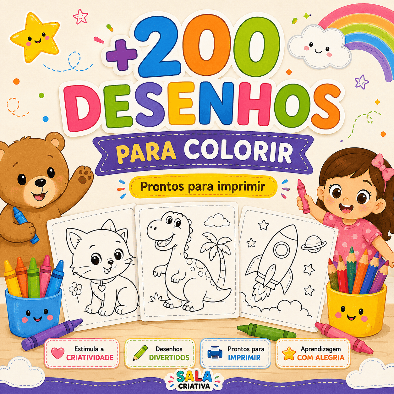 +250 Desenhos para colorir