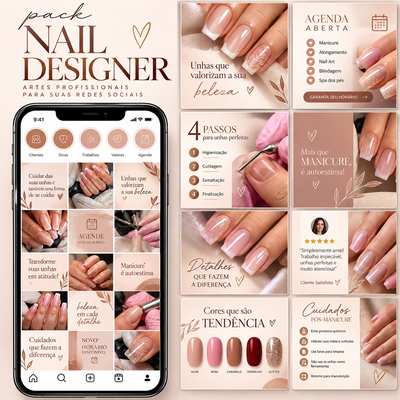 PACK DE 250 ARTES EDITAVEIS NAIL DESIGN