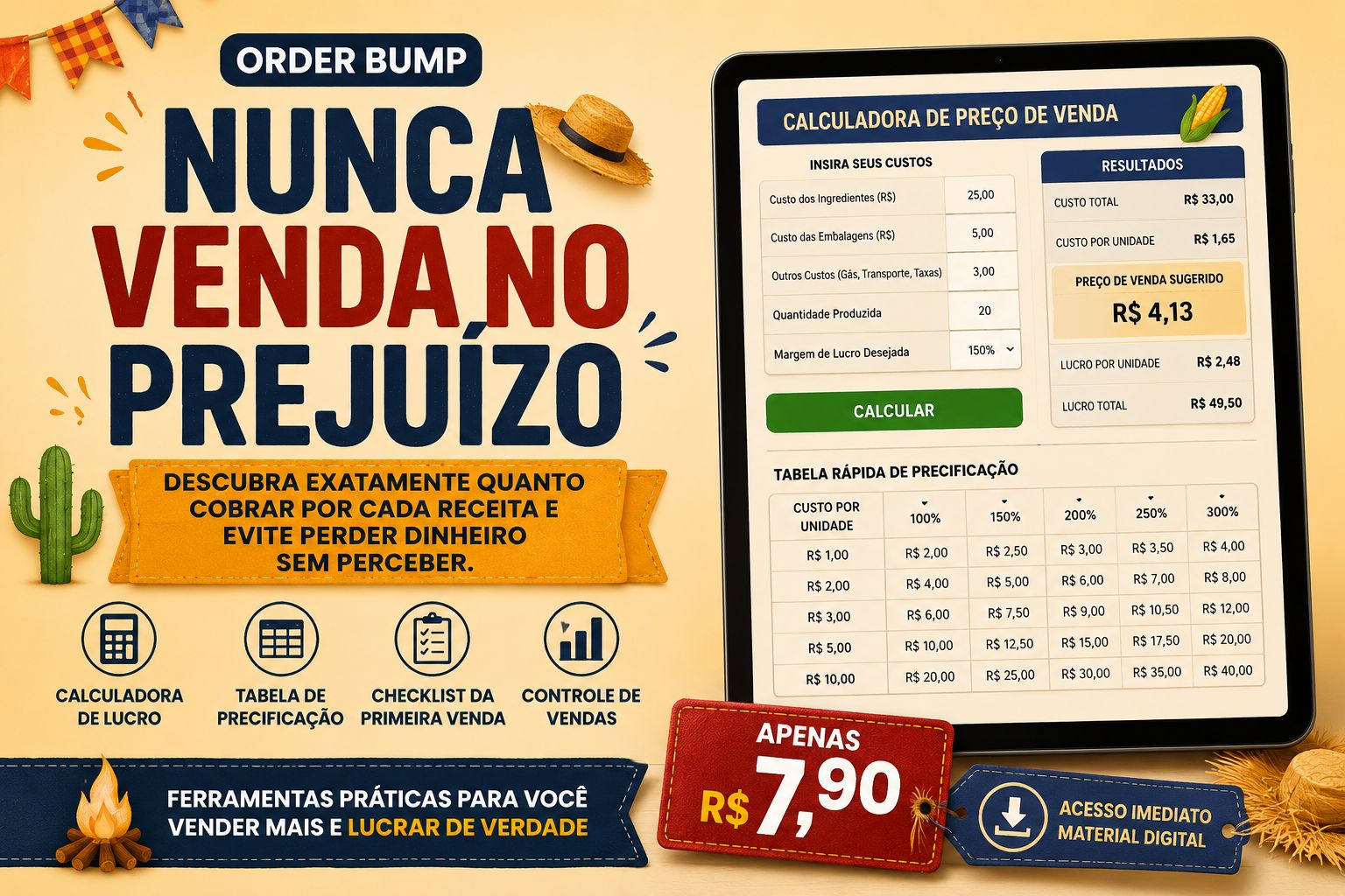 Calculadora do Lucro Junino